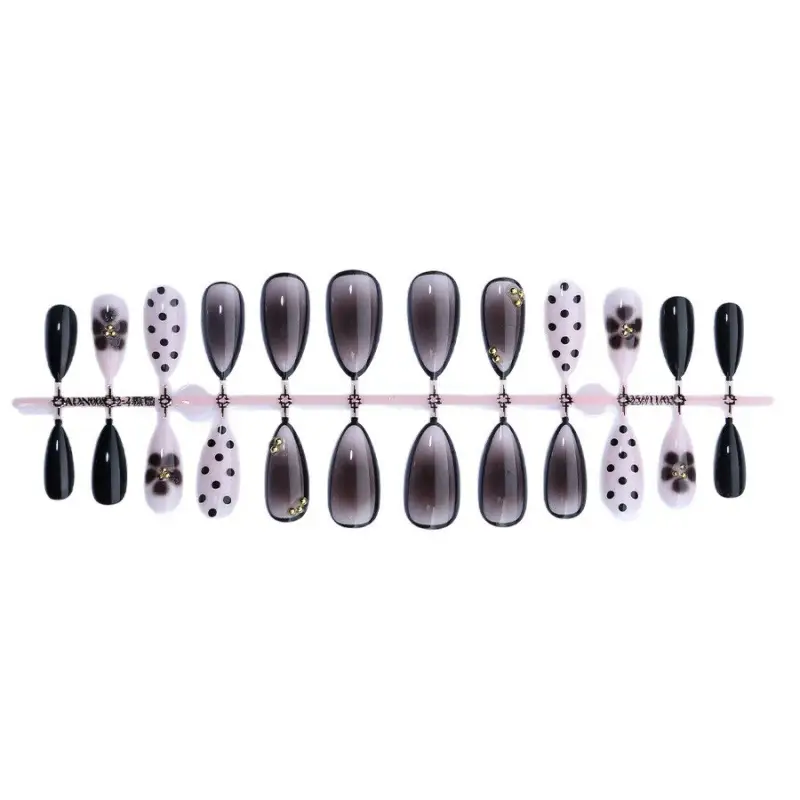 24-piece Cross-border Dark High-end Almond-shaped Press-on Nails