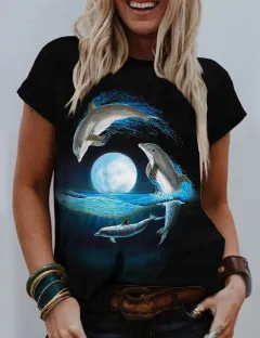 Casual Round Neck 3D Digital Printing Animal Pattern Short Sleeve - Rge23181Aw-Xxxl - View 1