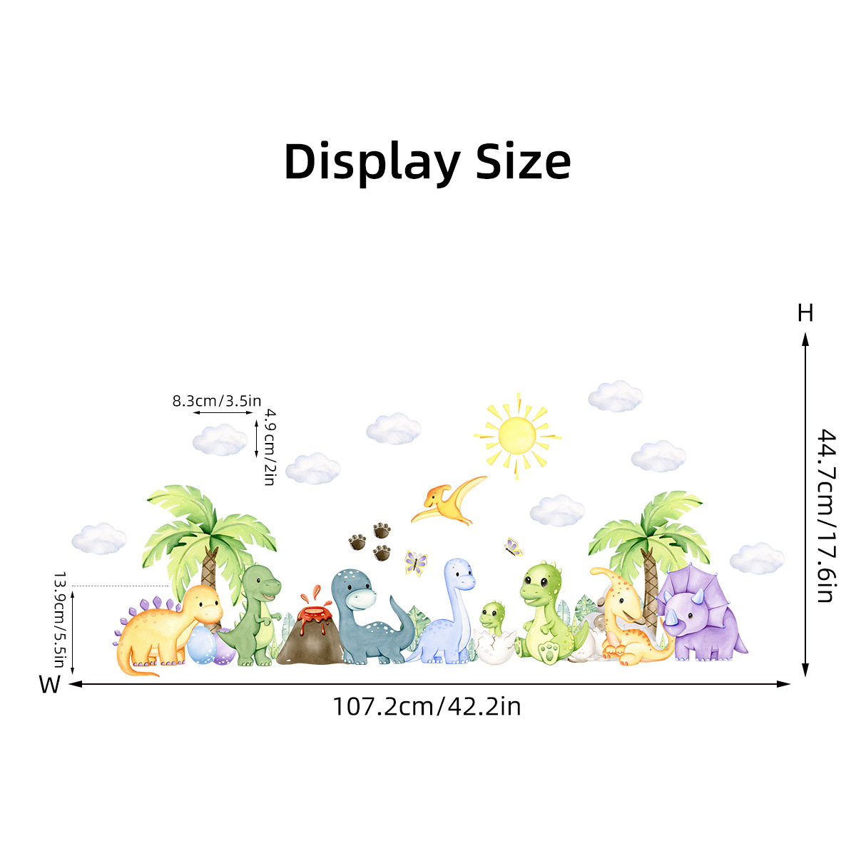 Title 3, Colorful Little Dinosaur Self-adhesive Wall Sti...