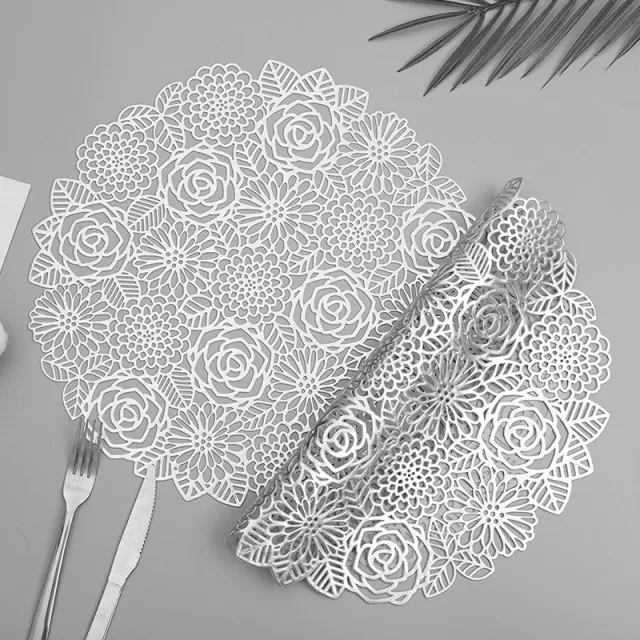 Thermal Insulation Pad, Light Luxury Hot Gold Cup Pad Silver Rose Garden - Shop at LoveMi