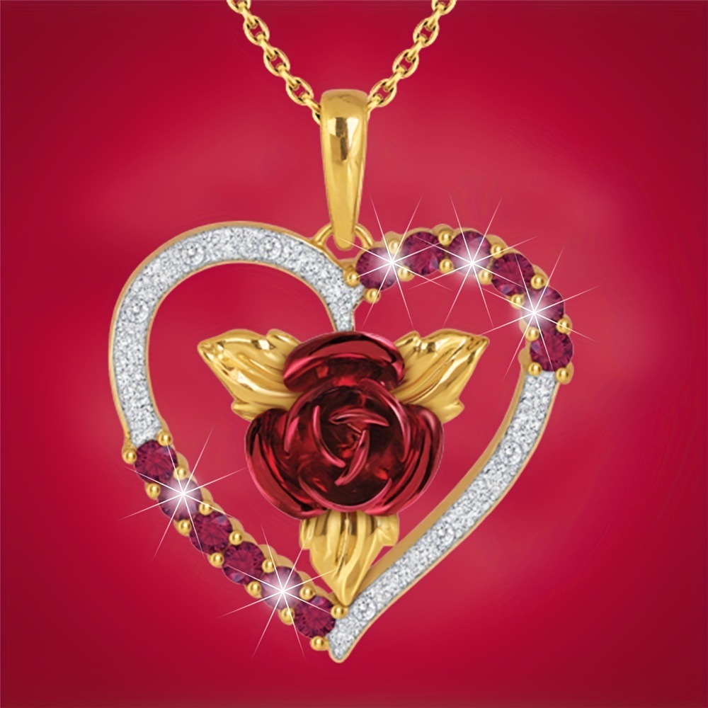 Rose Diamond Peach Heart Pendant Gift
