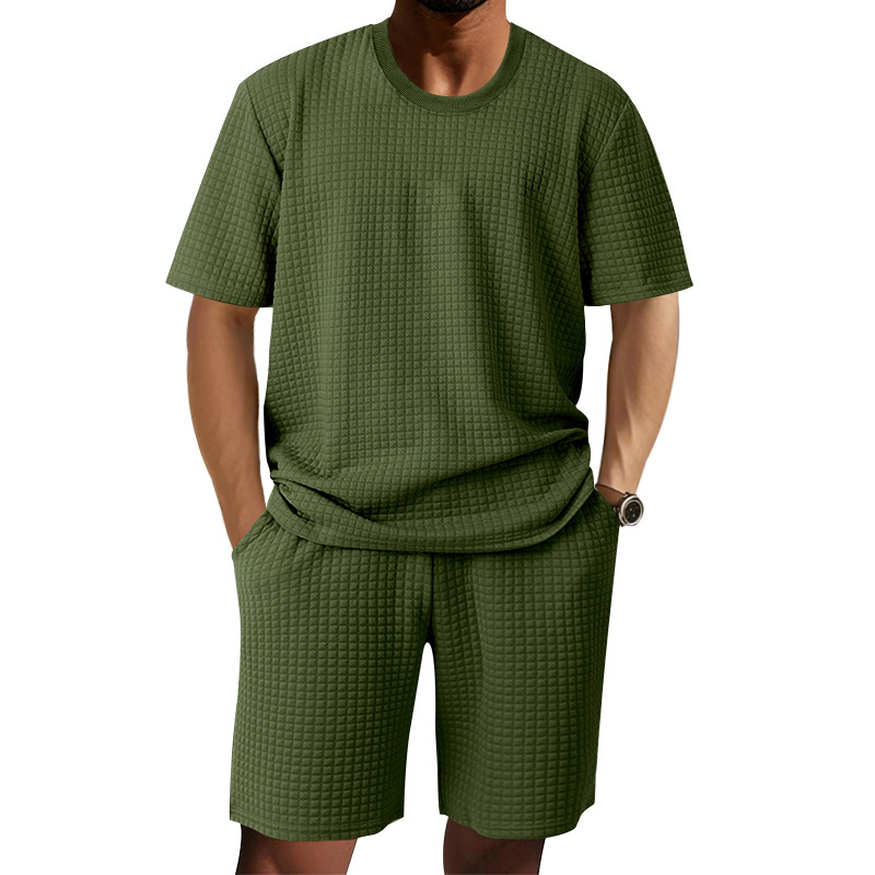 Mens Casual Retro Crew-Neck Short-Sleeve Set - Image 3