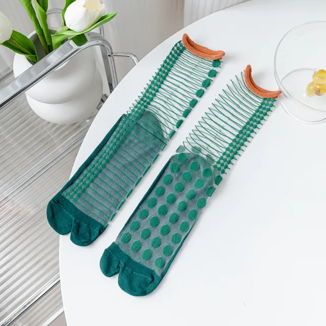 Two toe Glass Stockings Women's Transparent Crystal Green - Shop at LoveMi