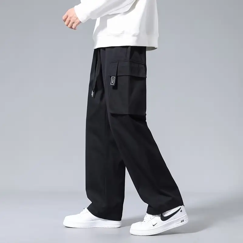 Large Loose Pockets Drawstring Boys Straight Cargo