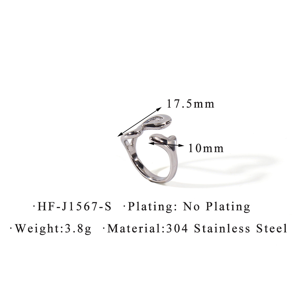 Titanium Steel Hollow Heart Classic Versatile Opening Ring