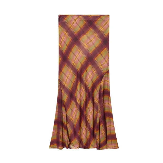 Designer style Plaid Mid rise Midi Skirt Picture Color M - Shop at LoveMi