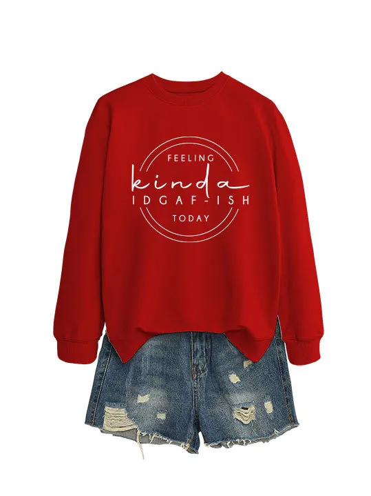 Elegant Women's Round Neck Long sleeved Sweater Bright Red White Font - Shop at LoveMi