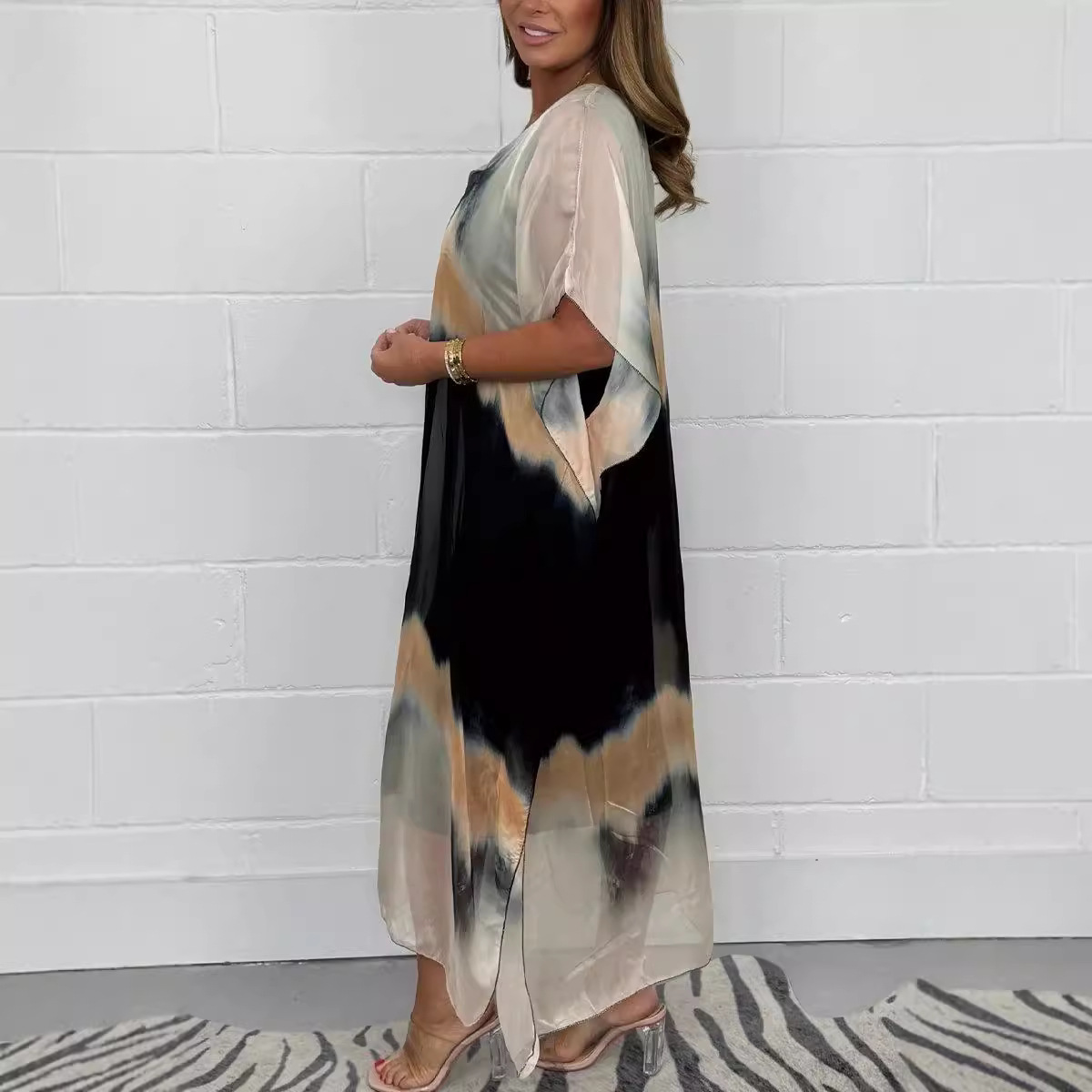 Women's Long Chiffon Color-matching Dress