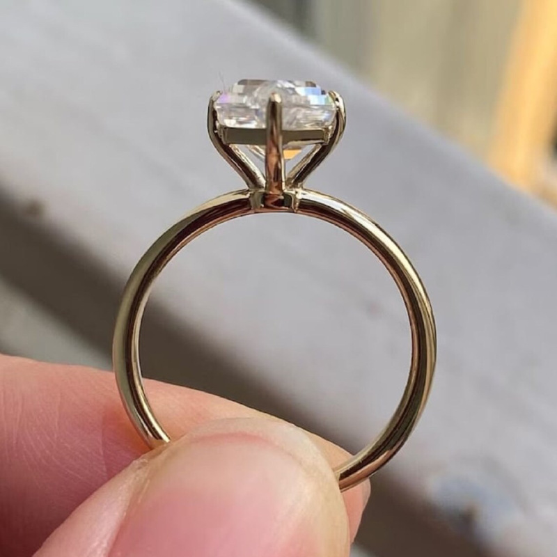 Simple Triangular Rhombus Imitation Mosanite Diamond Ring Women's
