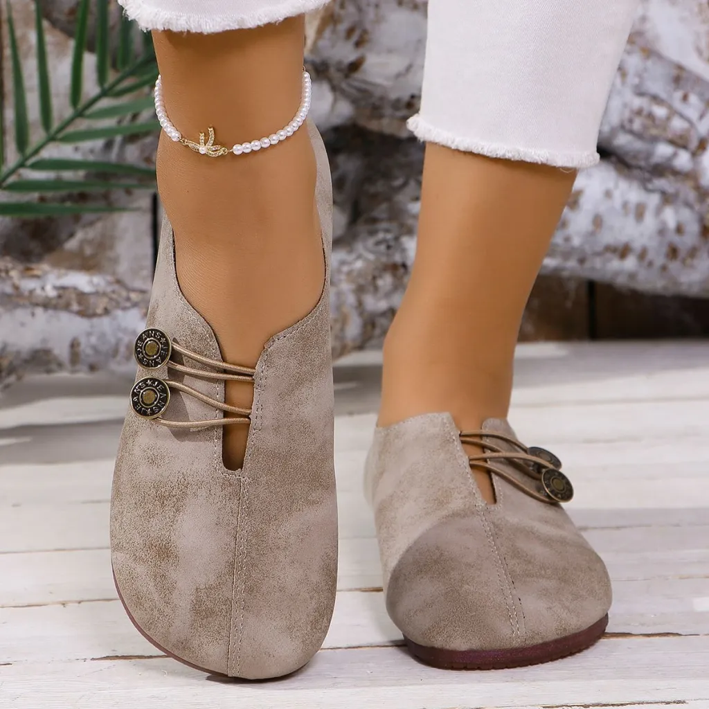 Ins Square Toe Slip-on Sandals Summer Fashion Soft Flat Shoes For Women - Brown