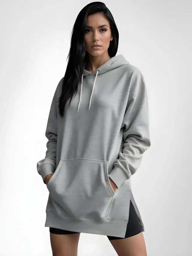 Women's Mouse Bag With Shoulder Sleeve Hooded Casual Sweatshirt Light Gray - Shop at LoveMi
