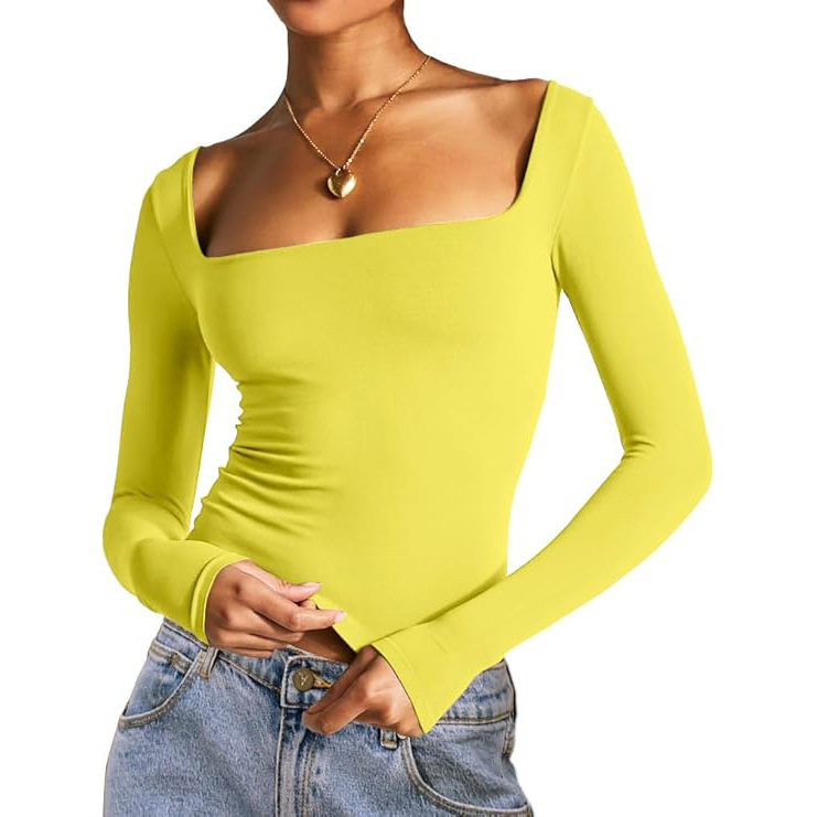 Women's slim fit crop top in pink – square neck milk silk style
