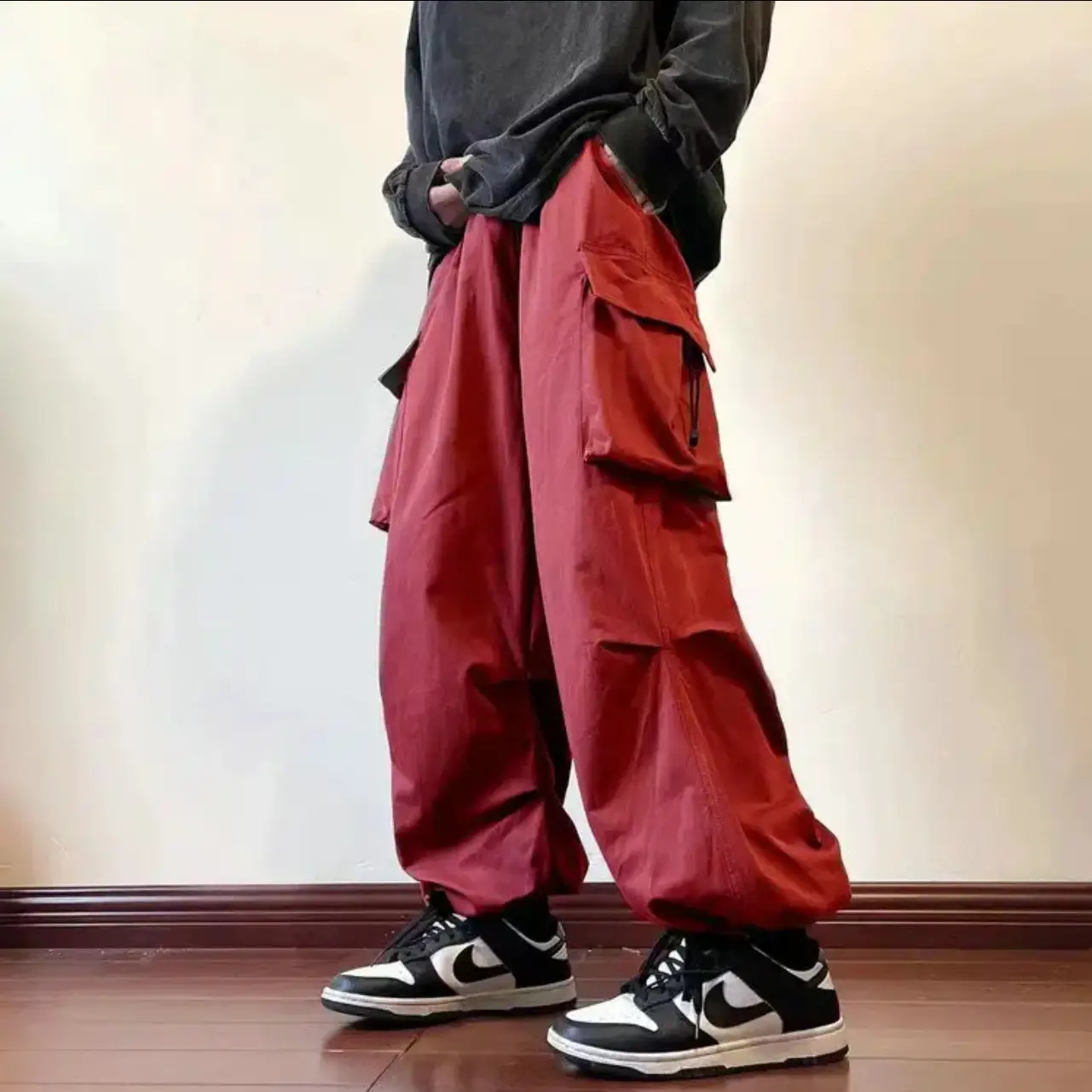 Multi-pocket Adjustable Drawstring Casual Loose Trousers Men And Women