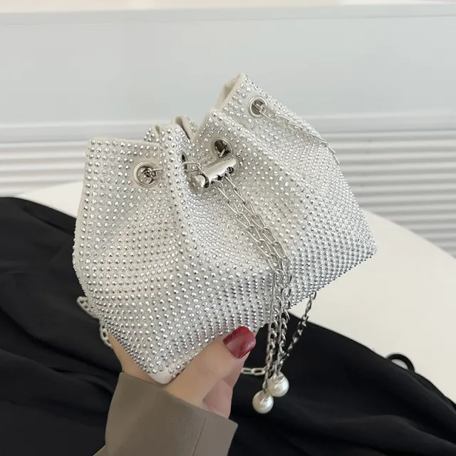 Diamond Shoulder Chain Diagonal Bucket Bag Beige - Shop at LoveMi
