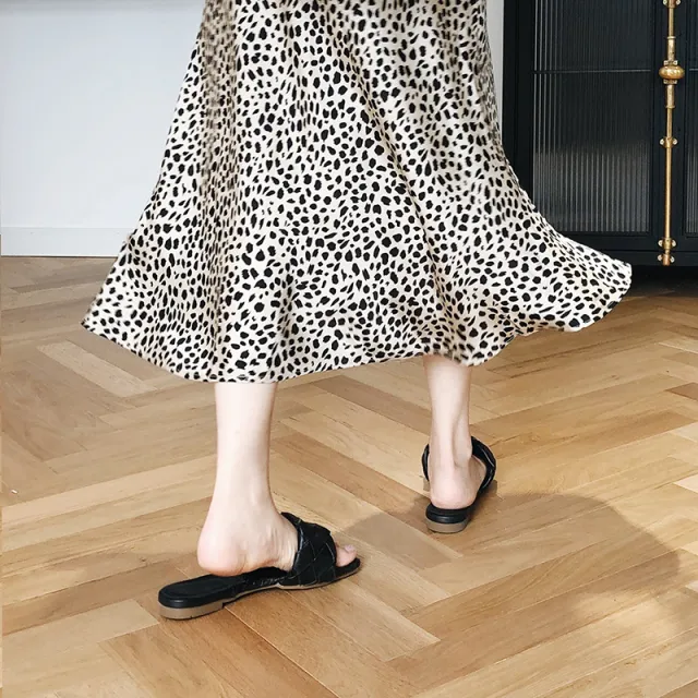 Lightly Mature Satin Leopard Print Skirt High Waist Leopard Print - Shop at LoveMi
