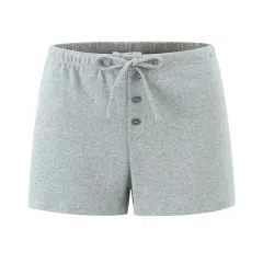 European And American Style Slim Knit 2-Piece Set Sweet Round Neck Long Sleeve Knit Top Elastic Waist Shorts - Pants - View 1