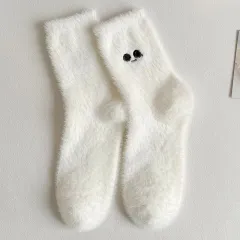 Women's Mid-calf Length Sock Cute Mink Fur Thick Winter Socks - Clumsy Girl - View 1