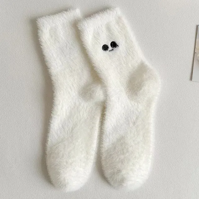 Women's Mid calf Length Sock Cute Mink Fur Thick Winter Socks Clumsy Girl - Shop at LoveMi