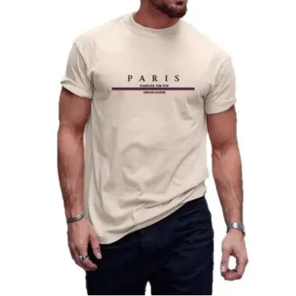 Heavy Short-sleeved Letter Printed Men's Short-sleeved T-shirt Casual Pure Cotton