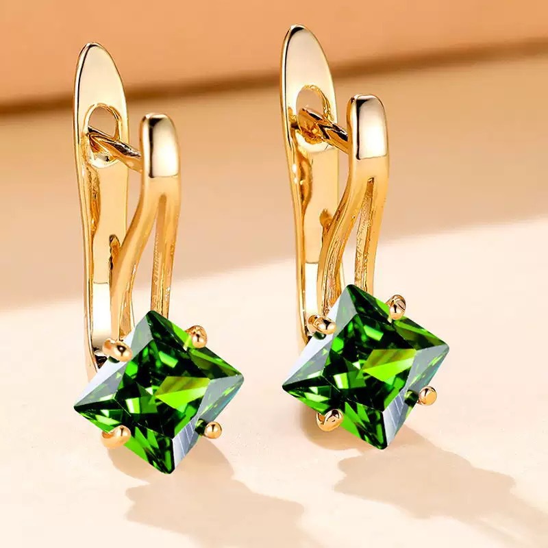 Stylish New Purple Zircon Geometric Earrings