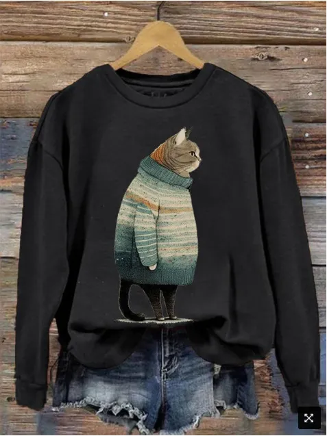 Women's Clothing Fashion Loose 3D Digital Printing Sweater Cz107 - Shop at LoveMi