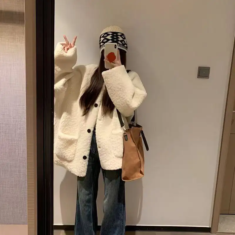Sheepskin Coat Womens Autumnwinter Plush Top