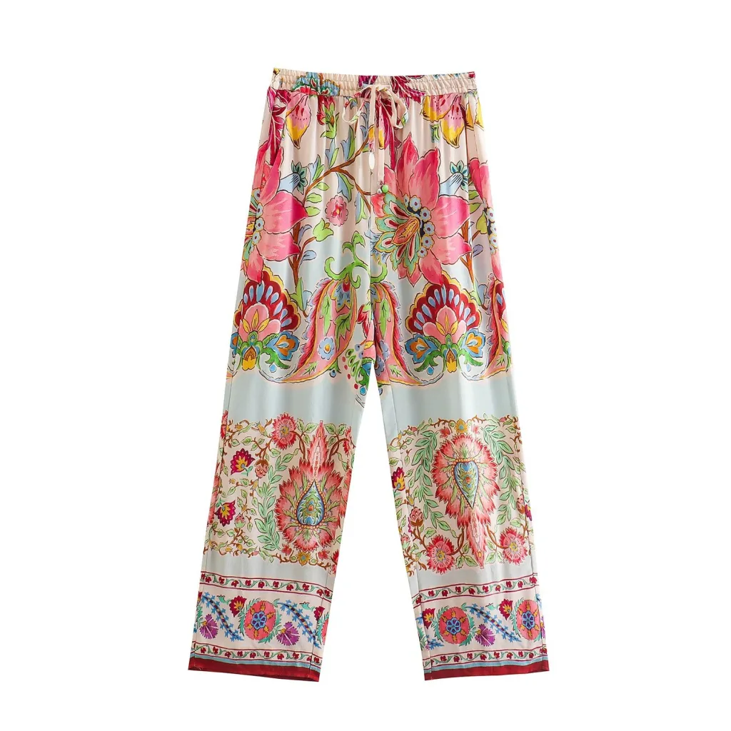 European And American Women's Clothing Fashion Printed Coat Shirt Skirt Pants Fashion Suit - Pants-L