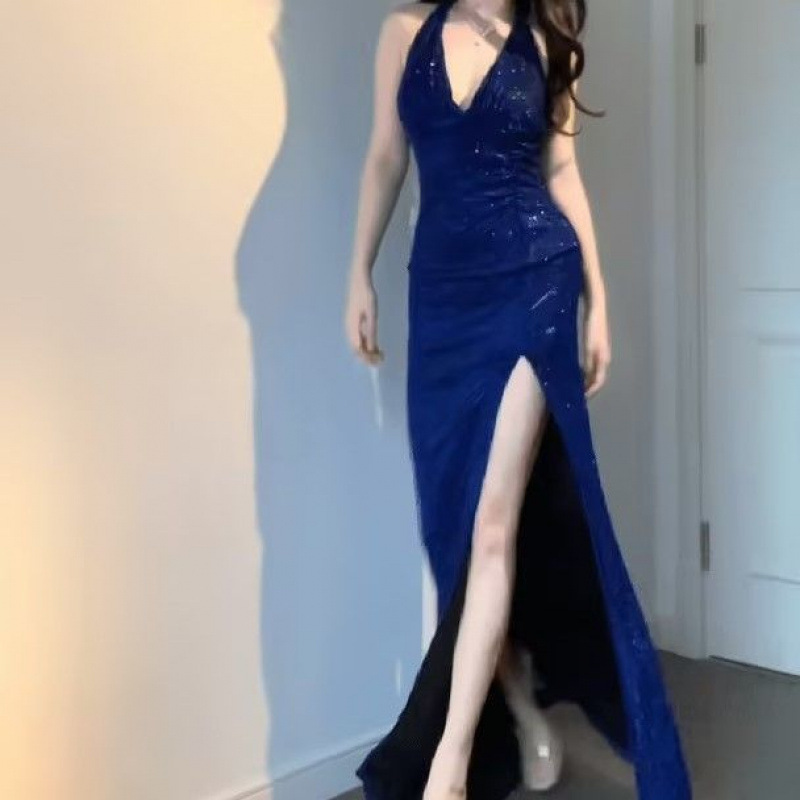 European And American Style Shiny Halter Dress Temperament Female