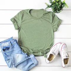 New Cactus Letter Pattern Retro Fashion Short Sleeve T-shirt Top - Olive Green - View 1