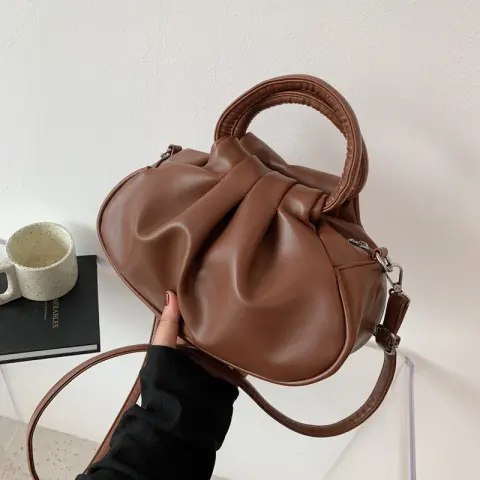 Versatile Womens Retro Cloud-Print Pleated Shoulder Crossbody Bag