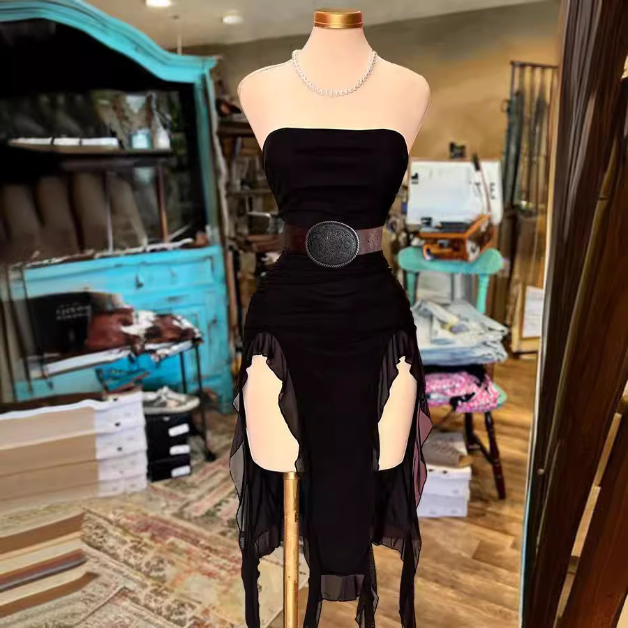 Women's Off-shoulder Tube Top Package Hip Slim Fit Irregular Dress
