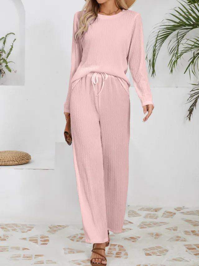 Autumn And Winter New Knitted Jacquard Long Comfort And Casual Loose Outfit Pink - Shop at LoveMi
