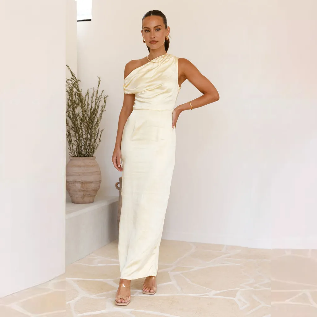 Sexy Tube Top Sleeveless Midi Dress - Yellow