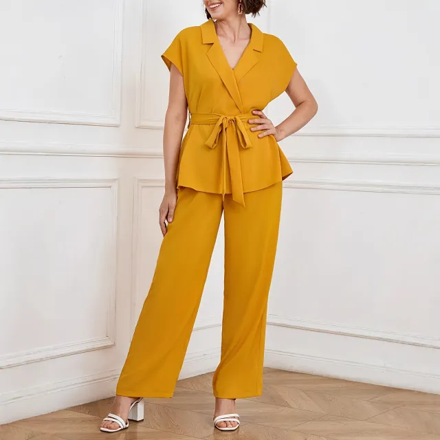 Women's Fashionable Elegant And Graceful Solid Color Blazer Suit With Batwing Sleeves Orange - Shop at LoveMi