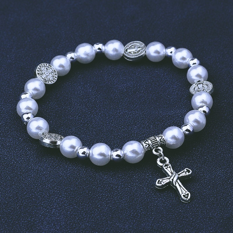 Vintage  Pearl Cross Bracelet