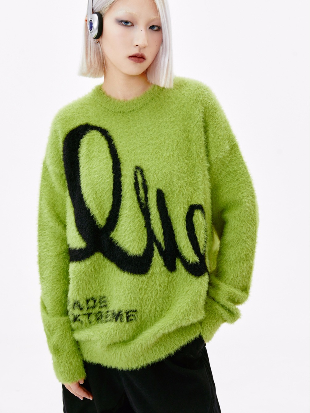 American Retro Alphabet Jacquard Mohair Sweater