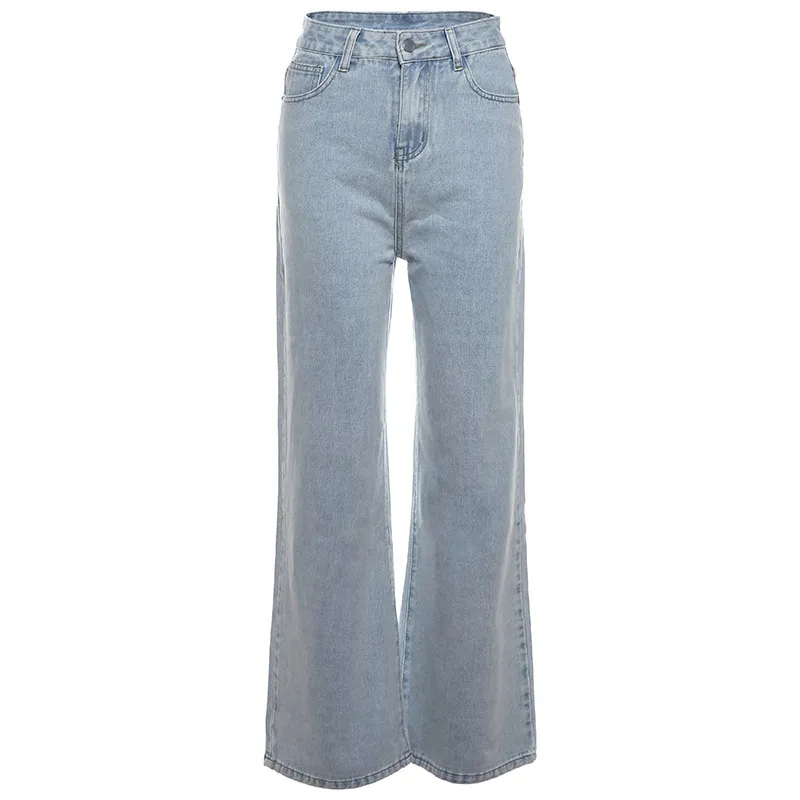 Women's Low Waist Straight Wide Leg All-matching Jeans - Cowboy
