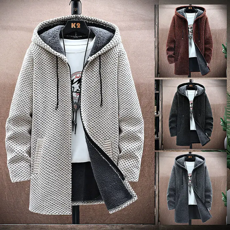 Men's Mid-Length Knitted Cardigan Coat Casual