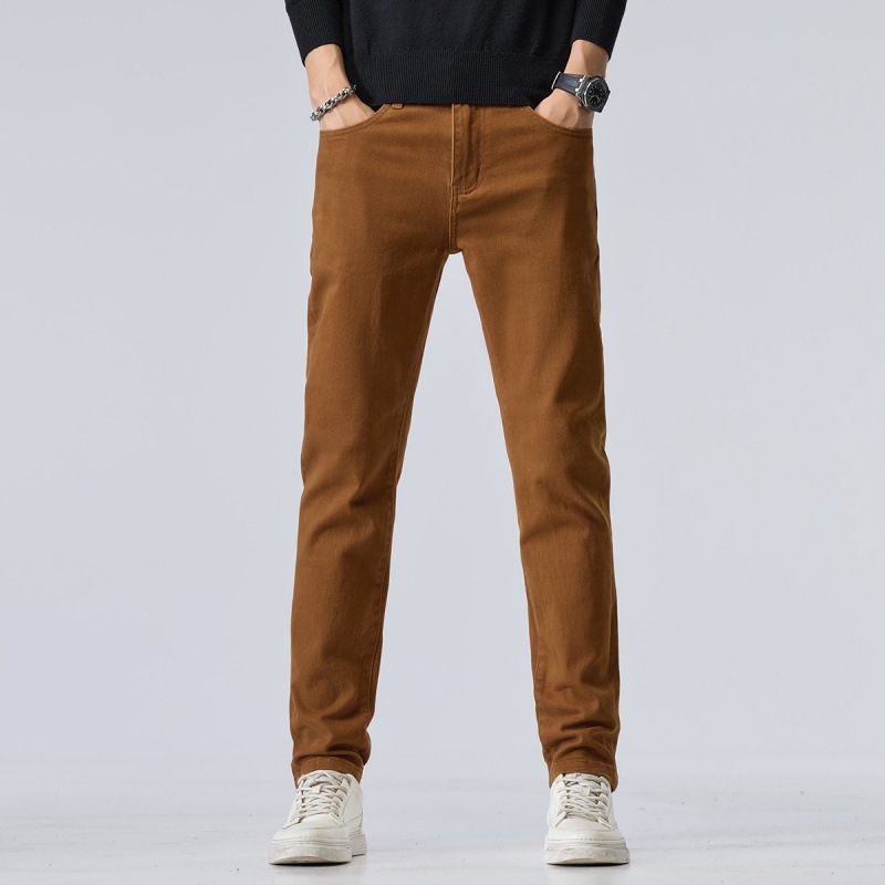 High-end Yellow-brown Coffee-colored Jeans