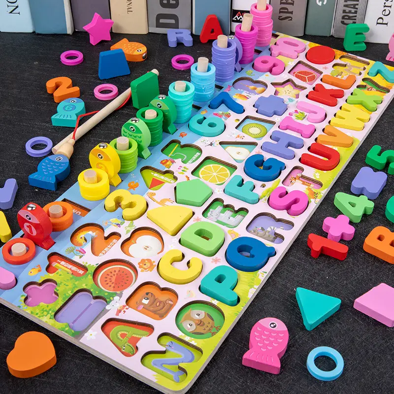 Wooden Multifunctional Numbers Board Magnetic Fishing Children's Digital Computing