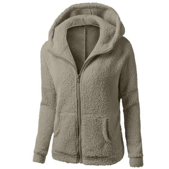 Fashion Zipper Hooded Fleece Shirt Sweater For Women Olive - Shop at LoveMi