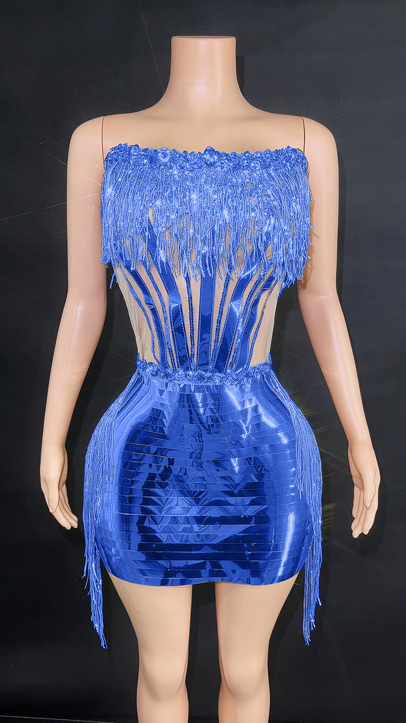 Women's Fashion Hip Tassel Tube Top Short Skirt