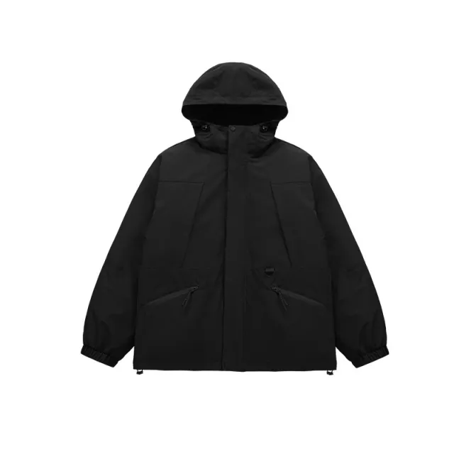 Outdoor Three in one Fleece lined Thickened Removable Three proof Two piece Down Cotton Jacket Black - Shop at LoveMi