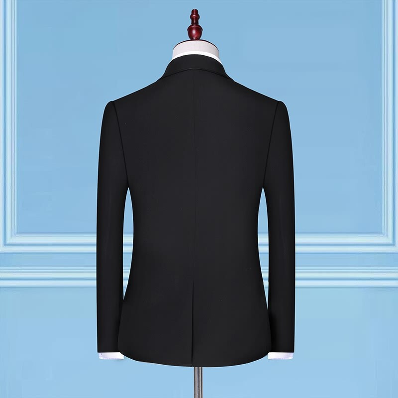 Mens Groom Wedding Suit Solid-Color Three-Piece Suit