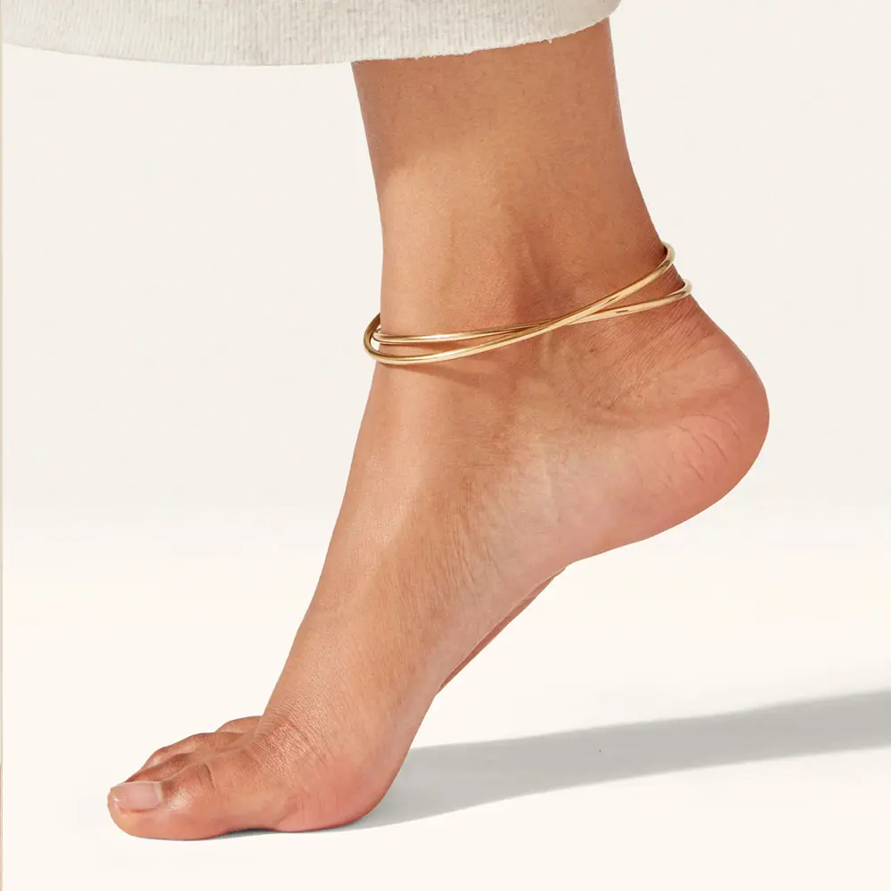 Titanium Steel Hollow Tube Plain Hoop Anklet