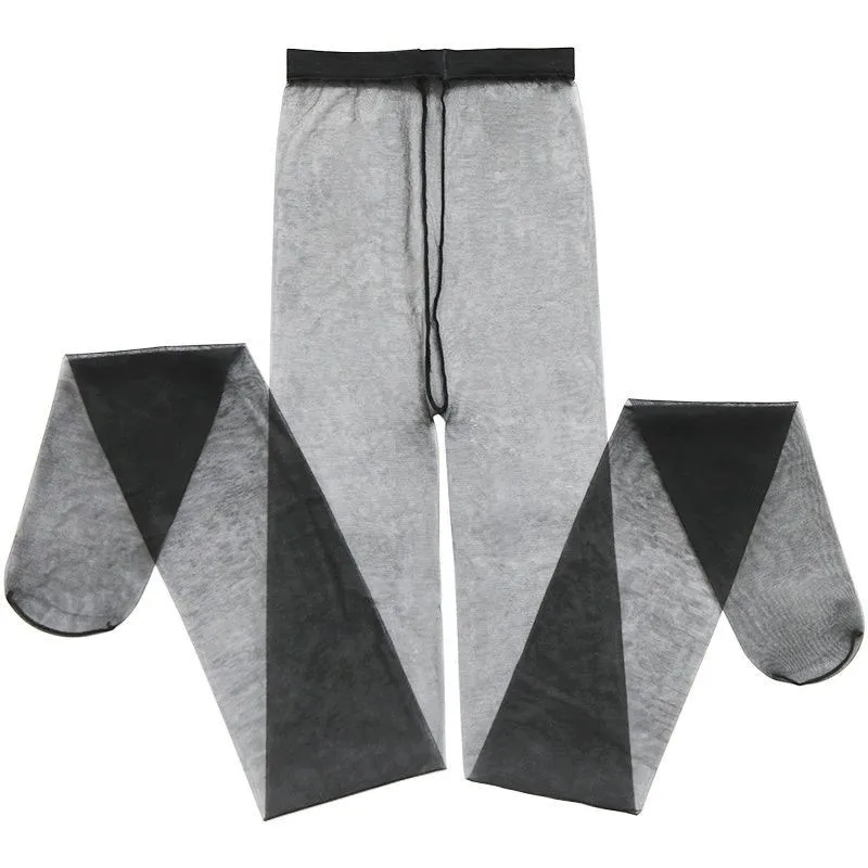 Shredded Thin Stockings Disposable Women - One Line Crotch Black