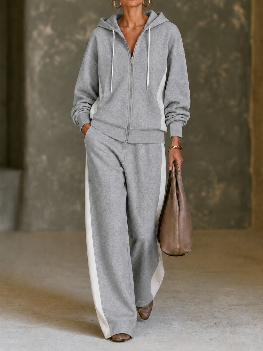 Ensemble sweat-shirt et pantalon color-block
