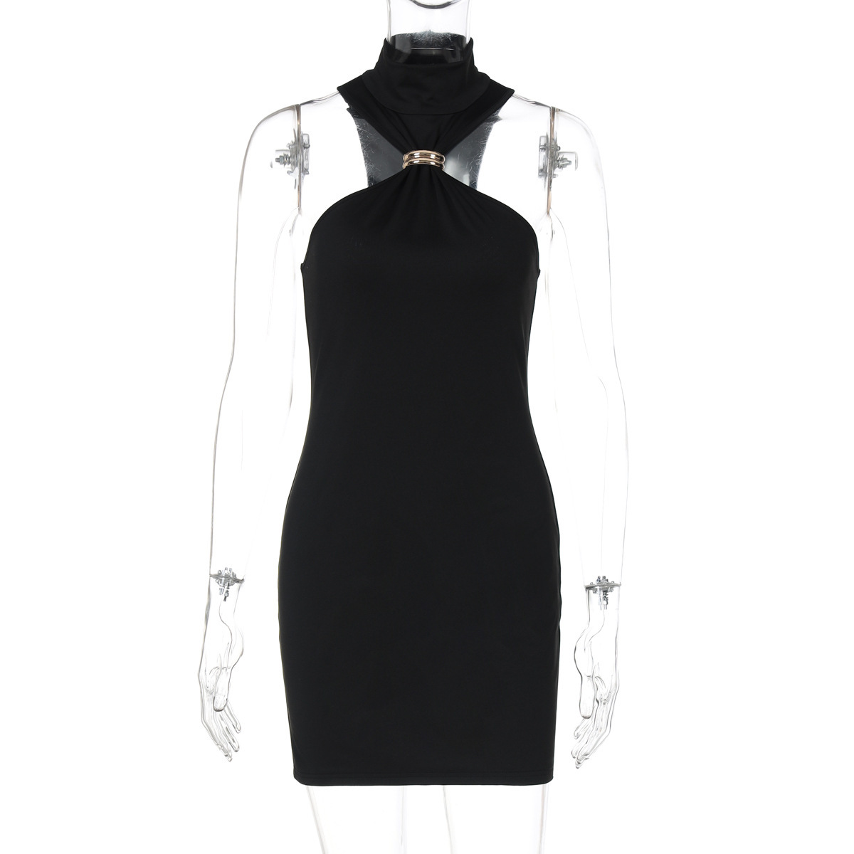 Fashionable And Stylish Solid Color Sleeveless High waisted Bodycon Dress Black - Shop at LoveMi