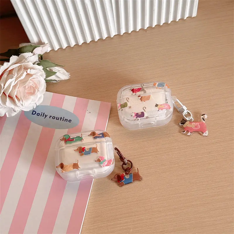 Gradient Sausage Dog Earphone Protective Case