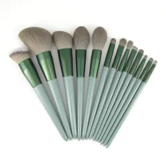 Green Wooden Handle Quick-drying Soft Fur Flour Brush Suit - Green - View 1